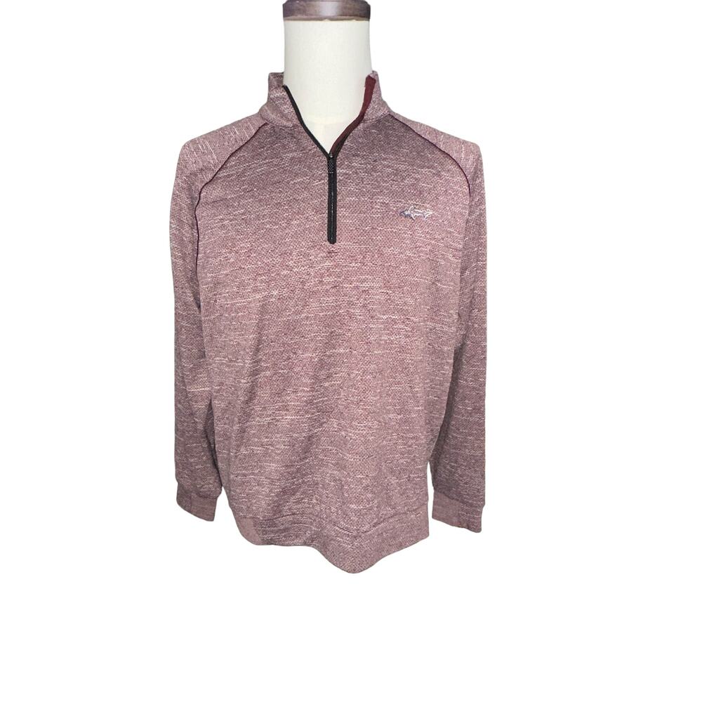 Greg Norman Mens 3/4 Zip Pull Over Maroon White Large
